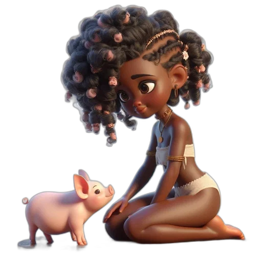 animal, concept art, cartoon, 3d render, fantasy art, young, girl, color transparent PNG cut-out