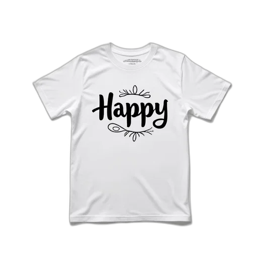 white, t-shirt, black, graphic, design, front, features, stylized transparent PNG cut-out
