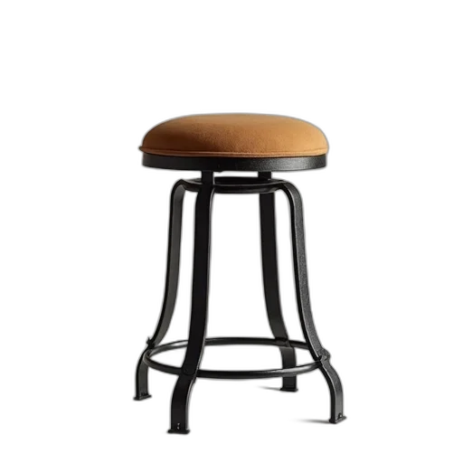 furniture, 3d render, black, iron, stool, tan, cover transparent PNG cut-out