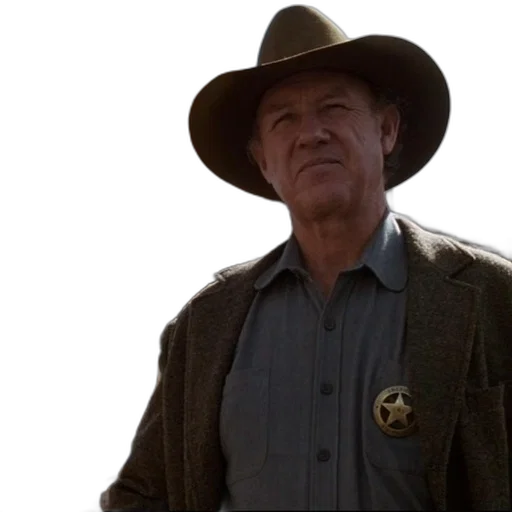 hat, staff, jacket, man, cowboy, stands, front, building transparent PNG cut-out