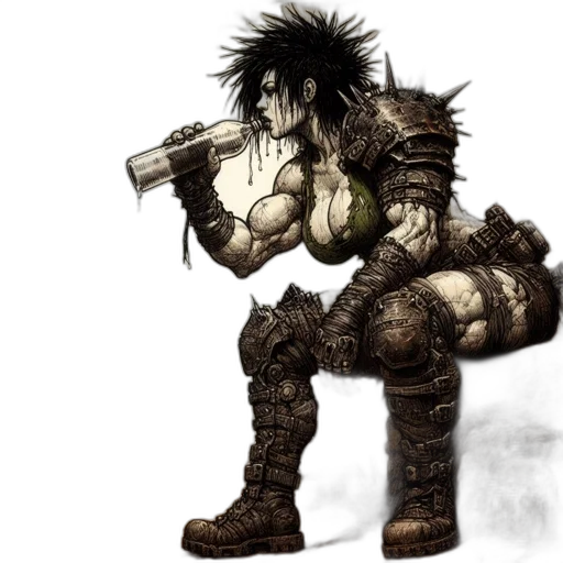 weapon, concept art, fantasy art, comic book art, pixel art, barren, post-apocalyptic, setting transparent PNG cut-out