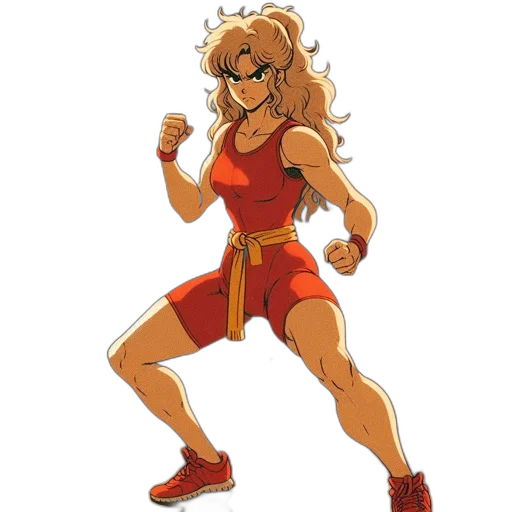 cartoon, pixel art, concept art, anime, red, animated, female, character transparent PNG cut-out