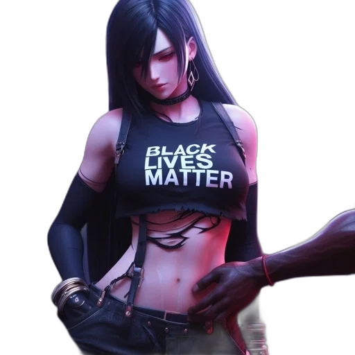 concept art, cyberpunk, 3d render, dark, animated, female, character, blm transparent PNG cut-out