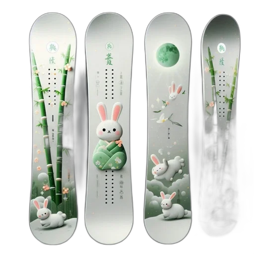 concept art, 3d render, photorealistic, snow, three, snowboards, depict, rabbits transparent PNG cut-out