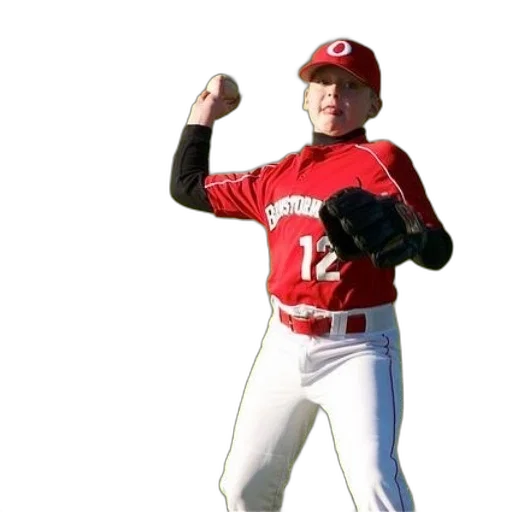 young, baseball, player, wearing, red, jersey, number transparent PNG cut-out