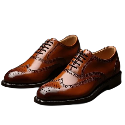 shoes, photorealistic, brown, derby, brogue transparent PNG cut-out
