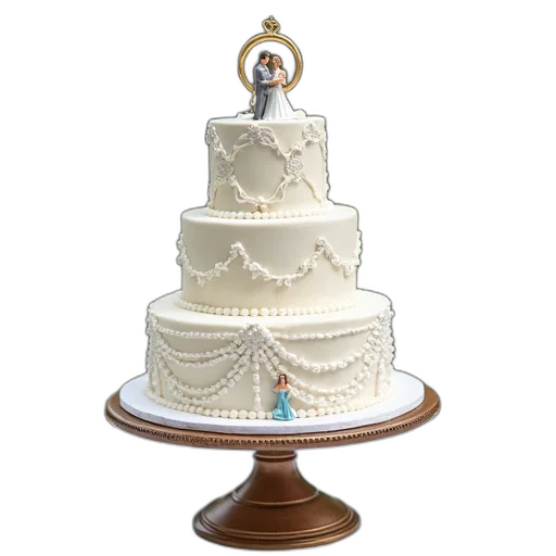 crown, jewelry, 3d render, three-tiered, wedding, cake, intricate, white transparent PNG cut-out