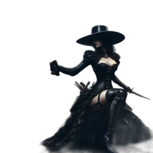 hat, weapon, staff, dress, concept art, fantasy art, comic book art, pixel art transparent PNG cut-out