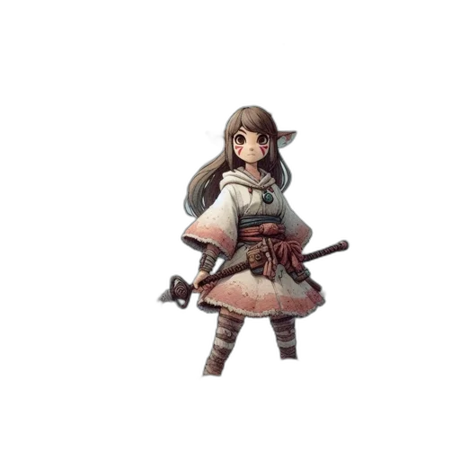 staff, weapon, sword, dress, pixel art, concept art, fantasy art, 3d render transparent PNG cut-out