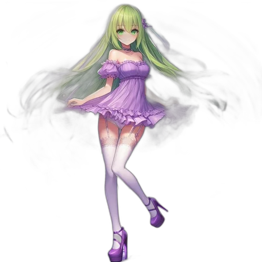 dress, staff, hair, concept art, fantasy art, pixel art, 3d render, green transparent PNG cut-out