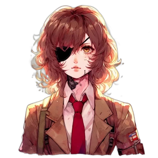 jacket, mask, face, staff, pixel art, anime, watercolor, concept art transparent PNG cut-out