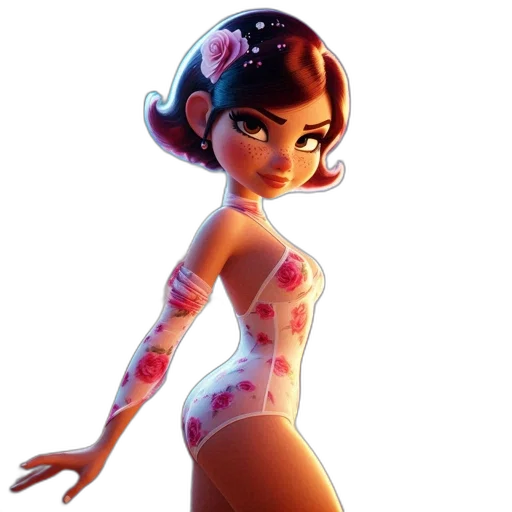 dress, concept art, cartoon, comic book art, 3d render, animated, female, character transparent PNG cut-out