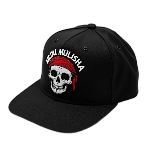 hat, 3d render, black, baseball, cap, metal, mulisha, logo transparent PNG cut-out