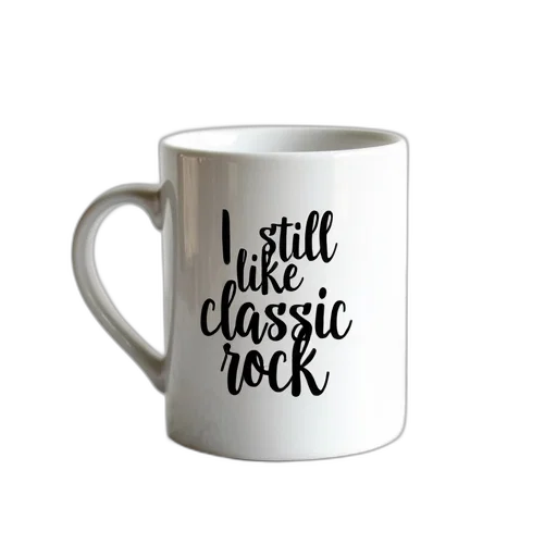 monochrome, white, ceramic, mug, black, text, design, reads transparent PNG cut-out