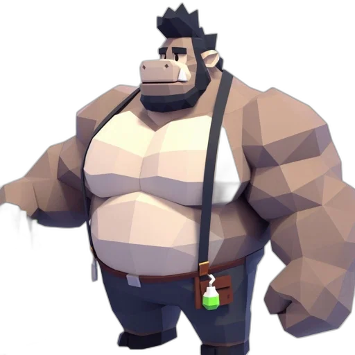 staff, animal, creature, jacket, concept art, 3d render, pixel art, cartoon transparent PNG cut-out