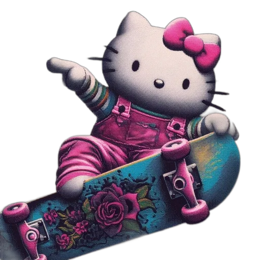 robot, vaporwave, concept art, fantasy art, cartoon, hello, kitty, performs transparent PNG cut-out