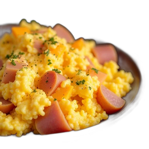 food, scrambled, scramble, ham, cheese transparent PNG cut-out