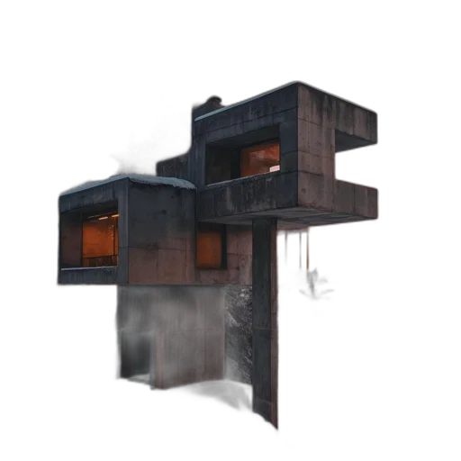 building, furniture, 3d render, concept art, photorealistic, pixel art, dark, earth tones transparent PNG cut-out