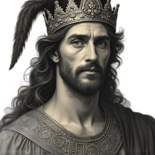 crown, face, sword, photorealistic transparent PNG cut-out