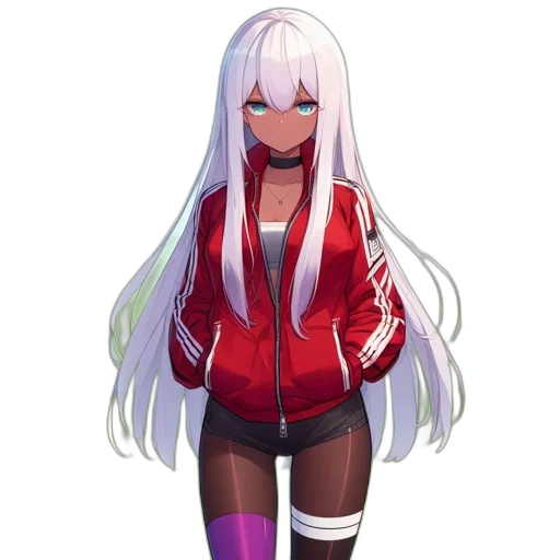jacket, staff, hair, dress, pixel art, anime, concept art, cyberpunk transparent PNG cut-out