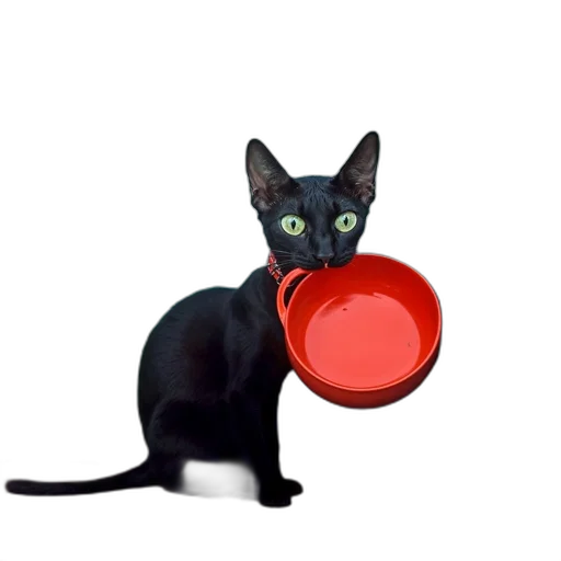 animal, staff, food, creature, photorealistic, black, cat, wearing transparent PNG cut-out