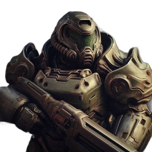 robot, weapon, face, mask, concept art, 3d render, photorealistic, fantasy art transparent PNG cut-out