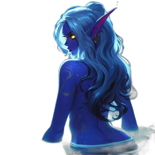 dress, staff, robot, hair, concept art, fantasy art, anime, watercolor transparent PNG cut-out