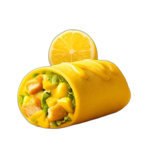 food, umbrella, crown, jewelry, photorealistic, 3d render, yellow-sauced, burrito transparent PNG cut-out