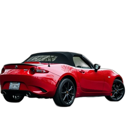 car, 3d render, photorealistic, red, convertible, sports, parked, paved transparent PNG cut-out