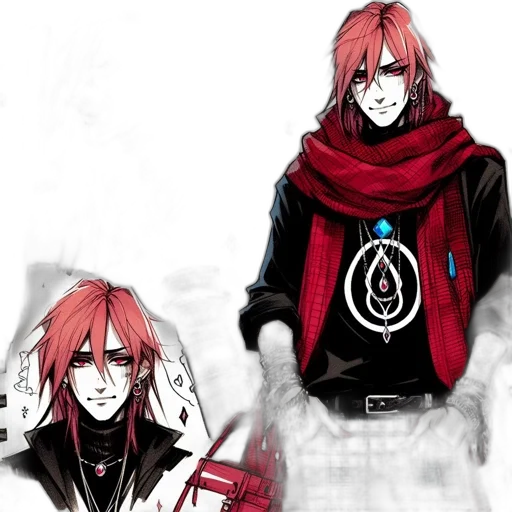 jacket, concept art, fantasy art, anime, comic book art, red, dark, monochrome transparent PNG cut-out