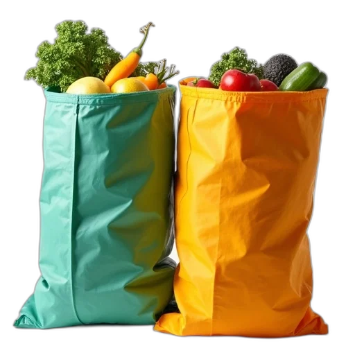 food, green, colorful, two, large, bags, different, colored transparent PNG cut-out