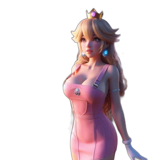 dress, crown, staff, concept art, 3d render, fantasy art, anime, pastel transparent PNG cut-out