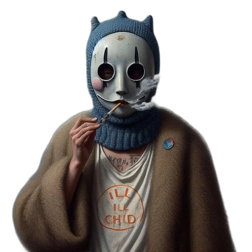 mask, jacket, creature, animal, concept art, photorealistic, pixel art, 3d render transparent PNG cut-out