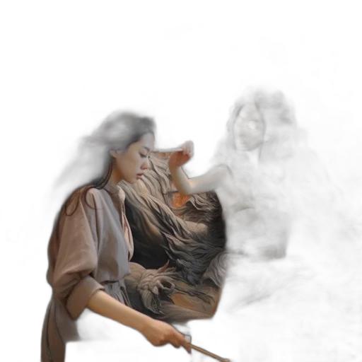 sword, staff, weapon, concept art, photorealistic, fantasy art, 3d render, fog transparent PNG cut-out