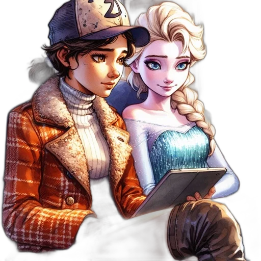 hat, fantasy art, comic book art, concept art, watercolor, snow, fire, underwater transparent PNG cut-out