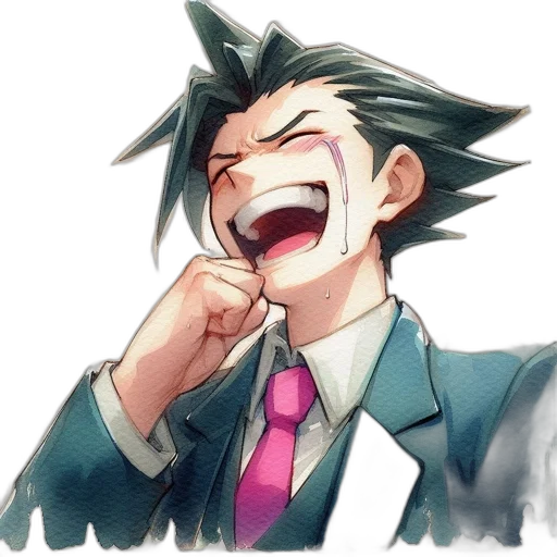 face, watercolor, concept art, anime, young, male, character, spiky transparent PNG cut-out