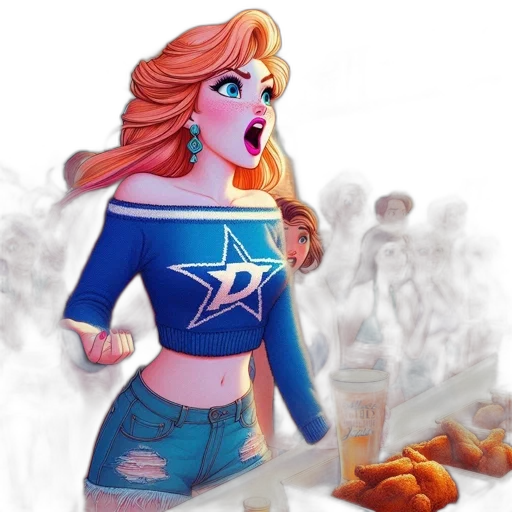 food, comic book art, concept art, cartoon, fantasy art, young, woman, blue transparent PNG cut-out