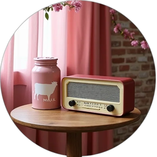furniture, robot, 3d render, vaporwave, photorealistic, pastel, vintage, radio transparent PNG cut-out