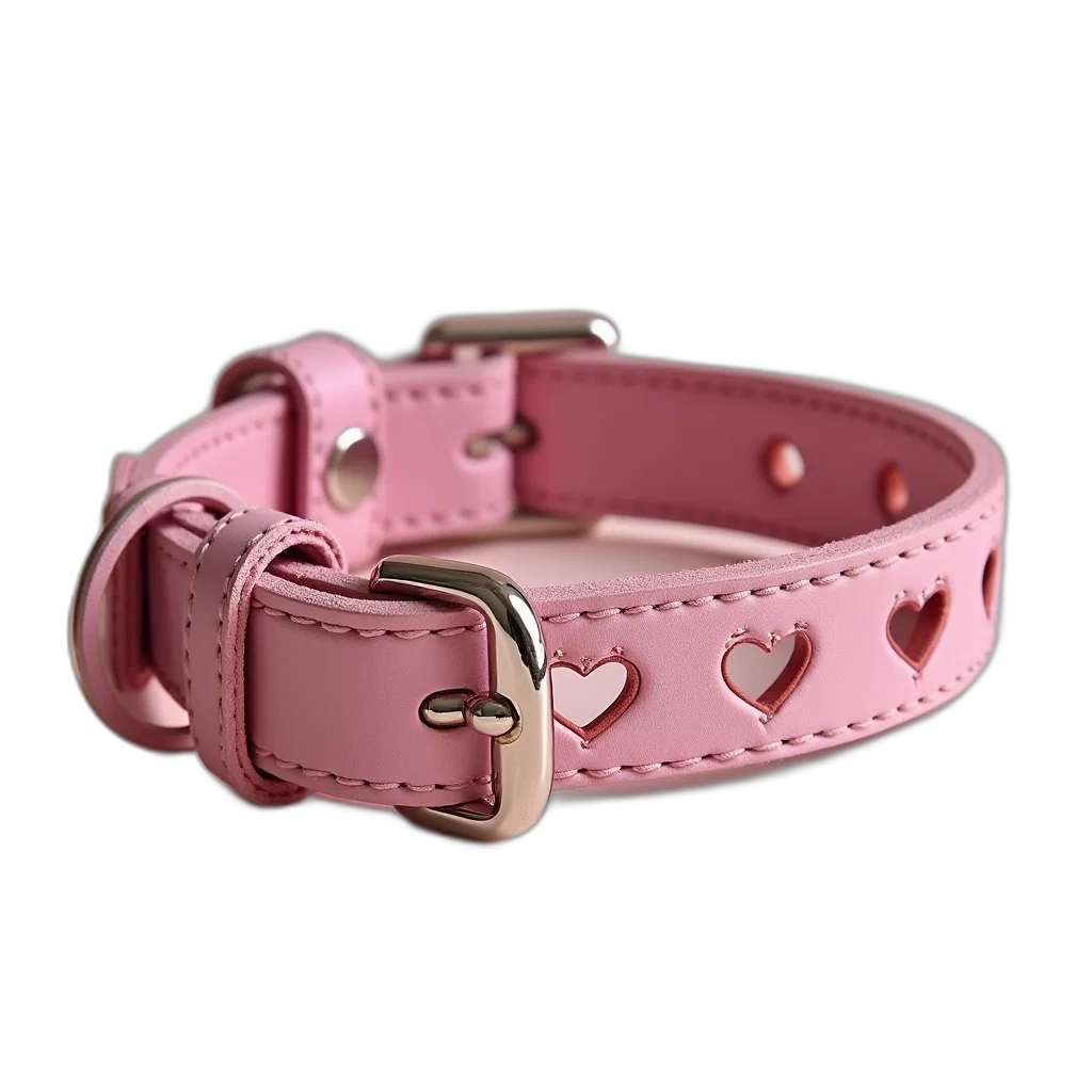 jewelry, crown, 3d render, pastel, pink, leather, dog, collar transparent PNG cut-out