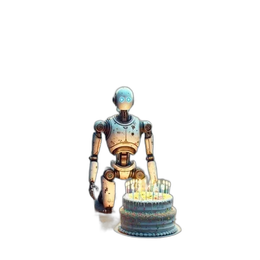 robot, jewelry, weapon, staff, 3d render, concept art, pixel art, blue transparent PNG cut-out