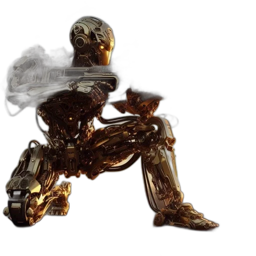 robot, concept art, 3d render, fantasy art, photorealistic, golden, elaborate, gold transparent PNG cut-out