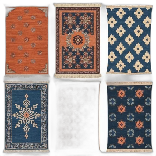 earth tones, blue, monochrome, collection, six, different, patterned, rugs transparent PNG cut-out
