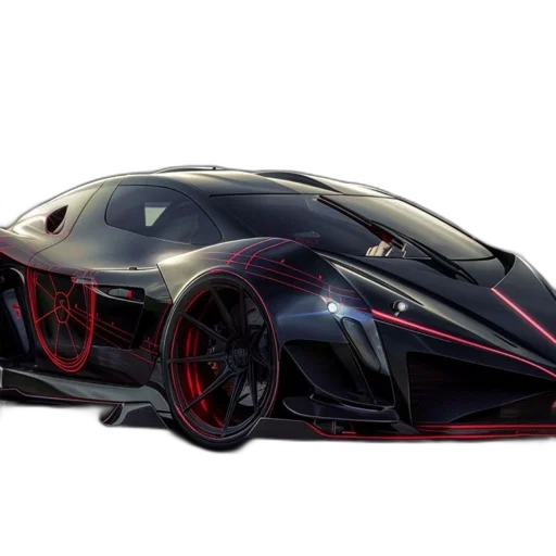 car, concept art, 3d render, photorealistic, futuristic, named, black, widow transparent PNG cut-out