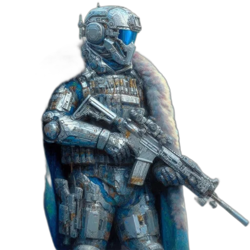 robot, weapon, jacket, animal, concept art, 3d render, pixel art, fantasy art transparent PNG cut-out