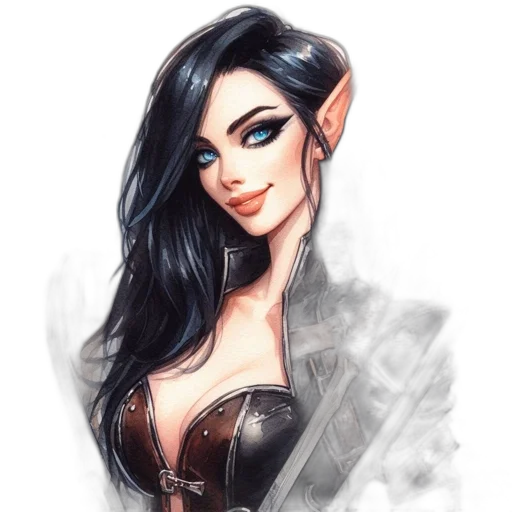 dress, face, staff, fantasy art, concept art, comic book art, cartoon, dark transparent PNG cut-out