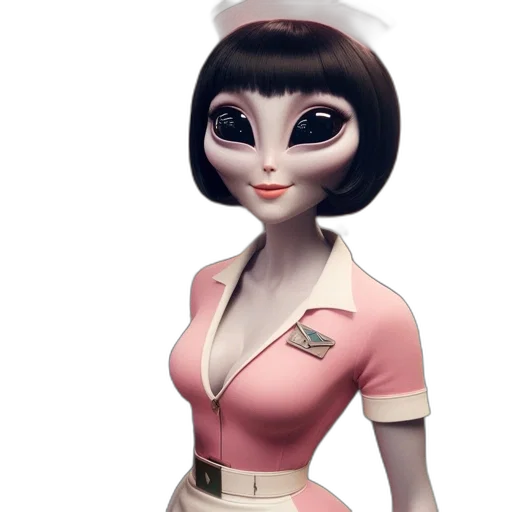 robot, staff, dress, concept art, 3d render, cartoon, comic book art, outer space transparent PNG cut-out