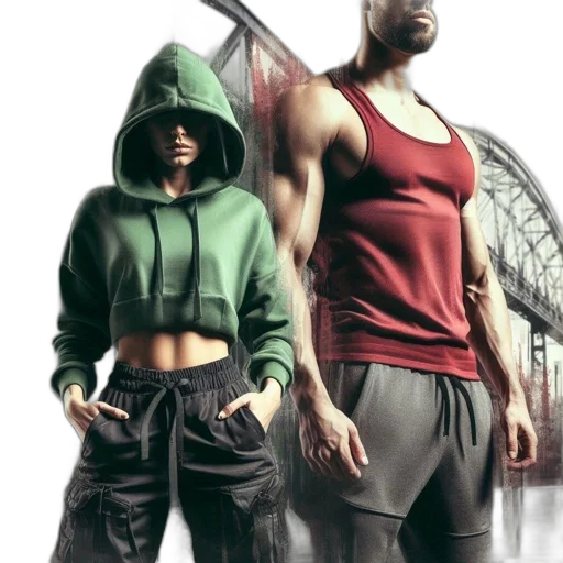 jacket, concept art, comic book art, photorealistic, cyberpunk, city street, green, two transparent PNG cut-out