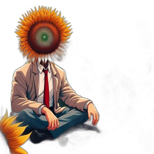 mask, creature, flower, staff, concept art, pixel art, comic book art, 3d render transparent PNG cut-out