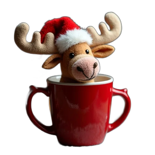 3d render, christmas, moose, santa transparent PNG cut-out