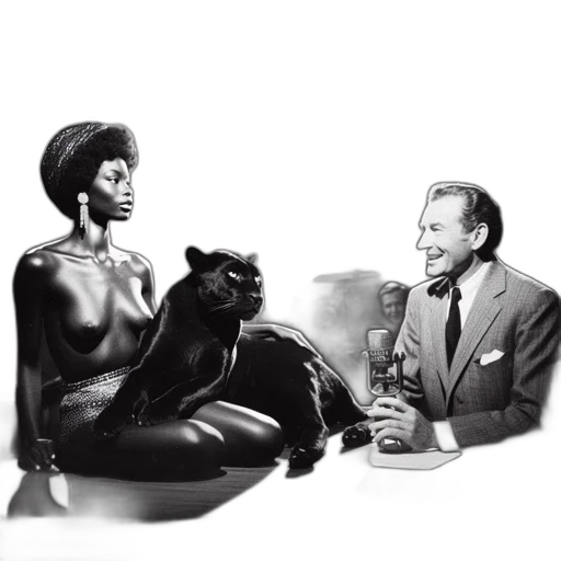 concept art, photorealistic, neon lights, fire, radio, set, woman, afro transparent PNG cut-out